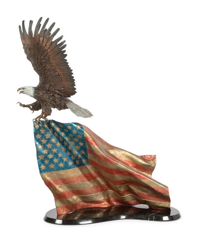 Lorenzo Ghiglieri (American, b. 1931) Stars and Stripes, edition 15/100, 1995: Lorenzo Ghiglieri (American, b. 1931) Stars and Stripes, edition 15/100 , 1995 painted bronze signed Lorenzo Ghiglieri, numbered and dated (on verso) height 43 x width 35 x depth 19 1/2 inc