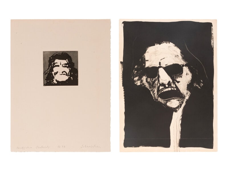 Fritz Scholder
(Luiseño, 1937-2005)
Two Works: Buffalo Artist, edition 16/22; Screaming Artist, (1 of 3)