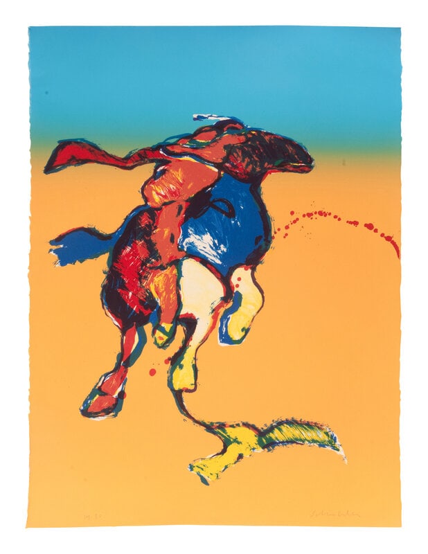 Fritz Scholder
(Luiseño, 1937-2005)
Indian on Galloping Horse After Remington #2 (State I), edi (1 of 2)