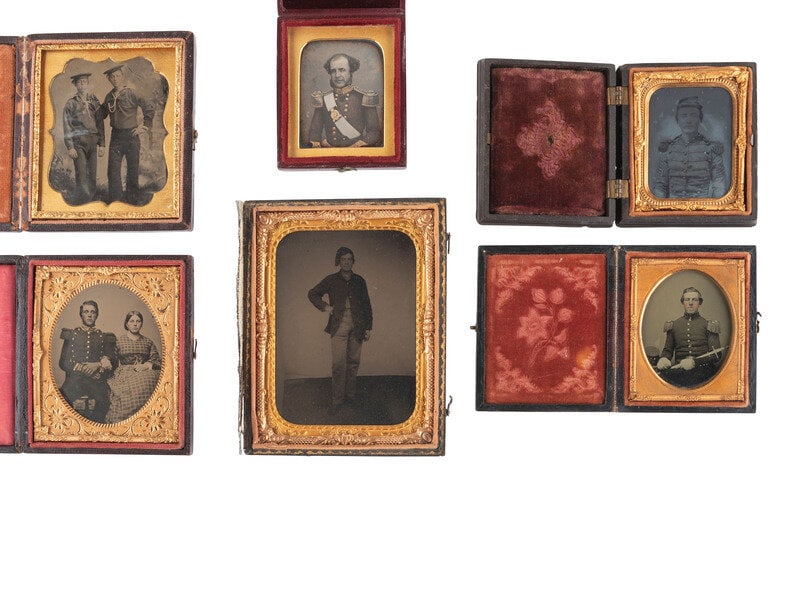 [MILITARY]. 6 cased images of military subjects incl. pre-war militia, US Navy, and European.  (1 of 1)