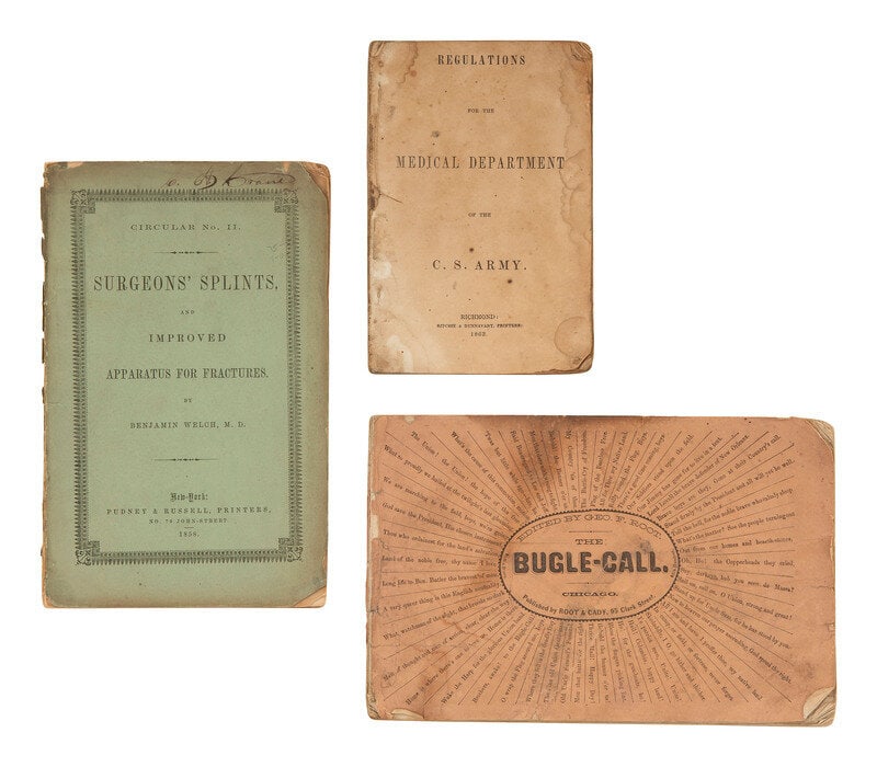 [CIVIL WAR]. 3 booklets, incl. The Bugle Call and CS Army Medical Dept. Regulations for 1863.  (1 of 2)
