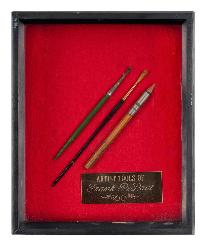 [PAUL, Frank R.]. A group of 3 original paintbrushes formerly owned by Frank R. Paul.  (1 of 1)