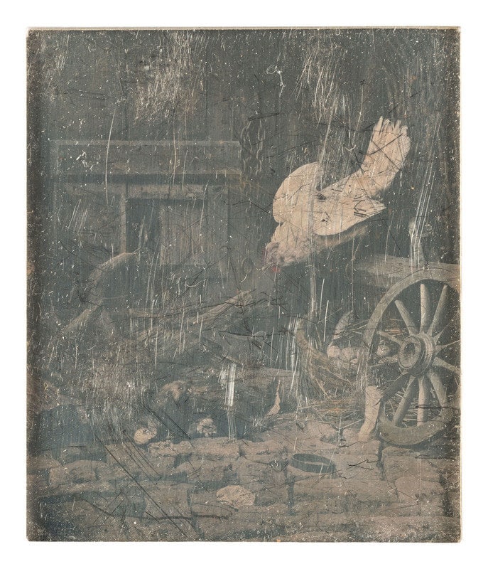 [EARLY PHOTO.] Daguerreotype of a still life attrib. to WILLIAMS with 3 Daguerreian gallery tokens.  (1 of 3)