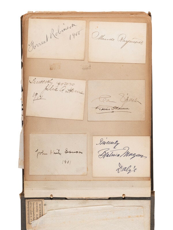 [ENTERTAINMENT]. Early 20th-century autograph album of performers & other notables, incl. SOUSA.  (1 of 5)