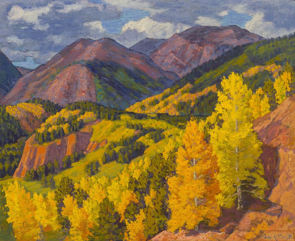 Paul Kauvar Smith, (American, 1893-1973), Mountain: Paul Kauvar Smith (American, 1893-1973) Mountain Landscape oil on board signed Paul K. Smith (lower right) 20 x 24 inches.