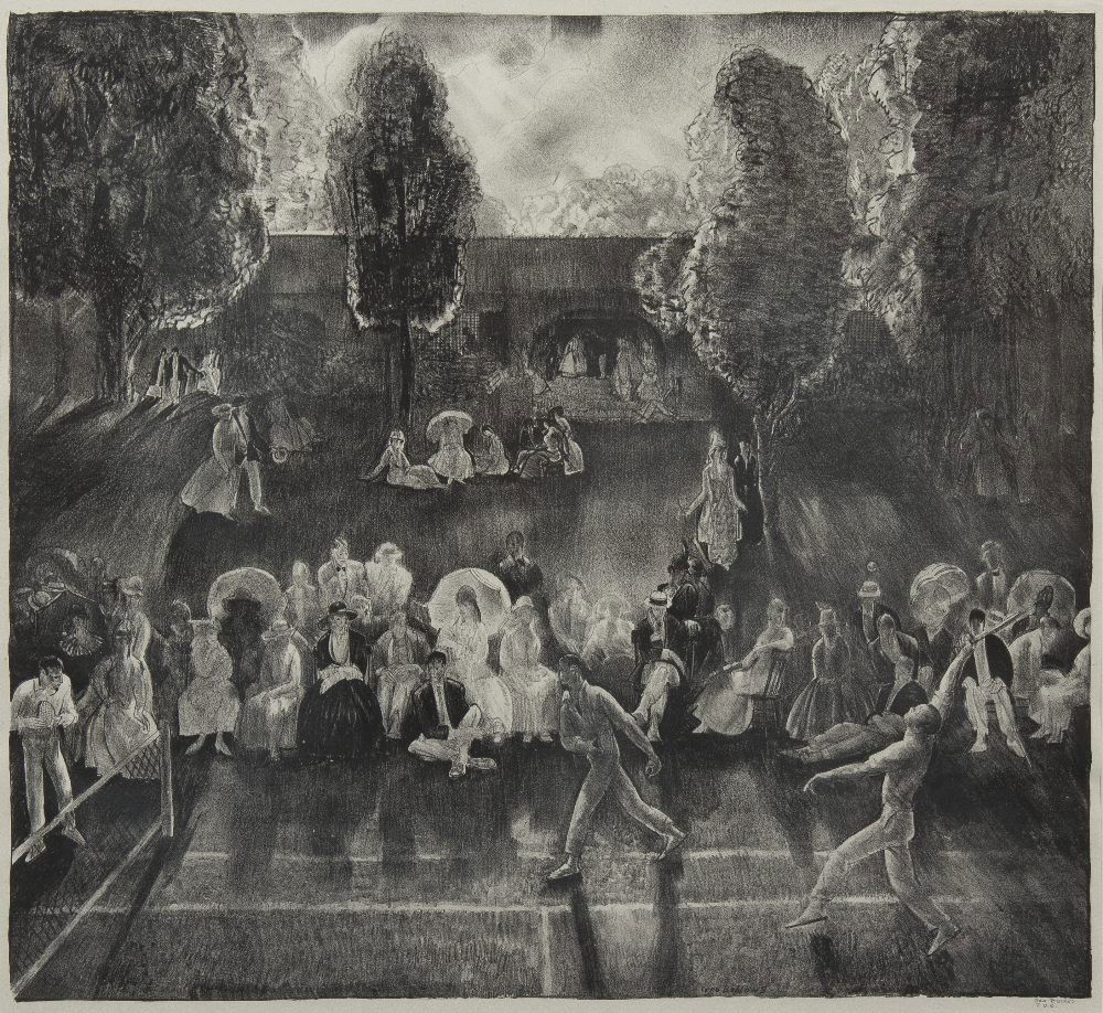 George Bellows, (American, 1882-1925), The Tournam: George Bellows (American, 1882-1925) The Tournament (Tennis at Newport) lithograph signed Geo. Bellows F.B.B. (lower right) 18 1/2 x 20 inches.