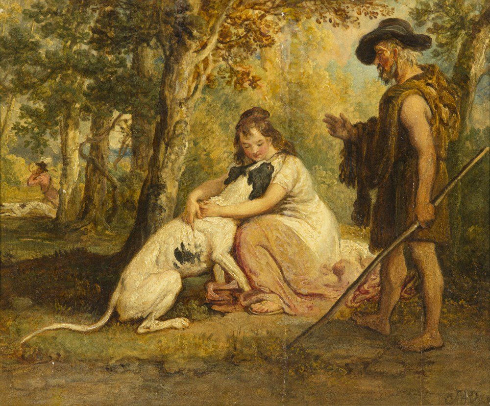 Attributed to James Ward, (British, 1769-1859), Fa: Attributed to James Ward (British, 1769-1859) Faithful Companion oil on panel signed illegibly (lower right) 9 x 11 1/4 inches. Property from a Private Collection, Chicago, Illinois