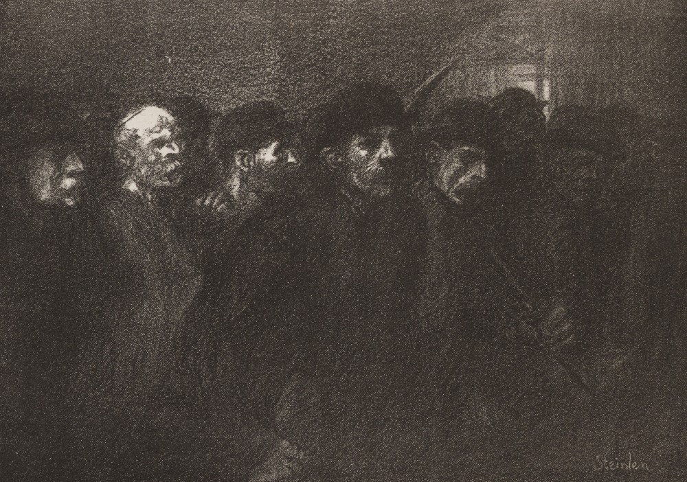 Theophile Alexandre Steinlen, (French/Swiss, 1859-: Theophile Alexandre Steinlen (French/Swiss, 1859-1923) Ouvriers Sortent de l'Usine lithograph 8 1/2 x 11 3/4 inches. Provenance: Alden Galleries, Kansas City, Missouri