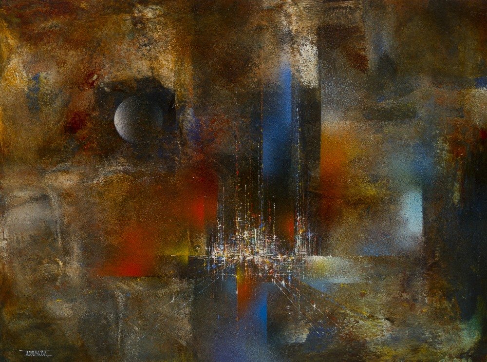 Leonardo Nierman, (Mexican, b. 1932), Metropoli: Leonardo Nierman (Mexican, b. 1932) Metropoli acrylic on masonite signed Nierman (lower left); titled (verso) 23 3/4 x 31 1/2 inches.