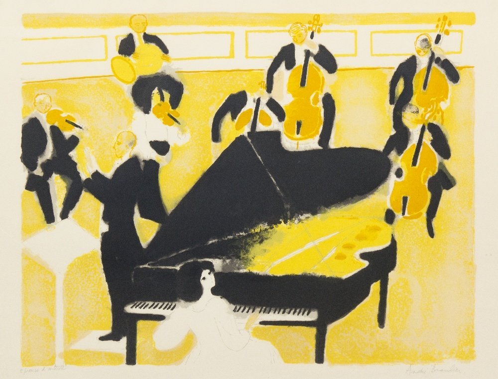 Andre Brasilier, (French, b. 1929), Piano Concert: Andre Brasilier (French, b. 1929) Piano Concerto with Orchestra lithograph edition EA, signed Andre Brasilier (lower right) 20 x 25 1/4 inches.