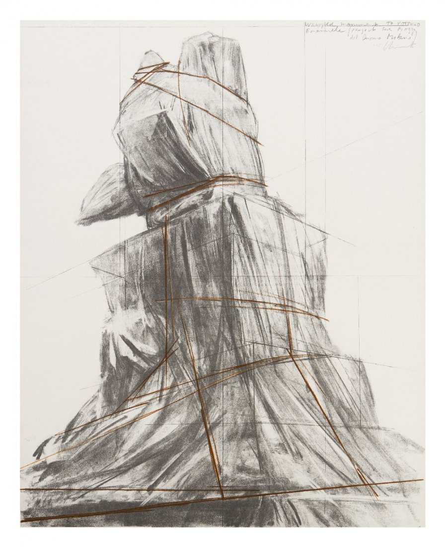 Christo and Jeanne-Claude, (American, b. 1935), W: Christo and Jeanne-Claude (American, b. 1935) Wrapped Monument to Vittorio Emanuele (Project for Piazza del Duomo Milano), 1975 lithograph; Poligrapha, pub. edition HC, signed Christo (upper ri