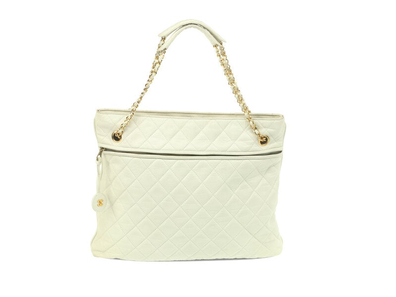Chanel White Matelassé Tote (1 of 5)