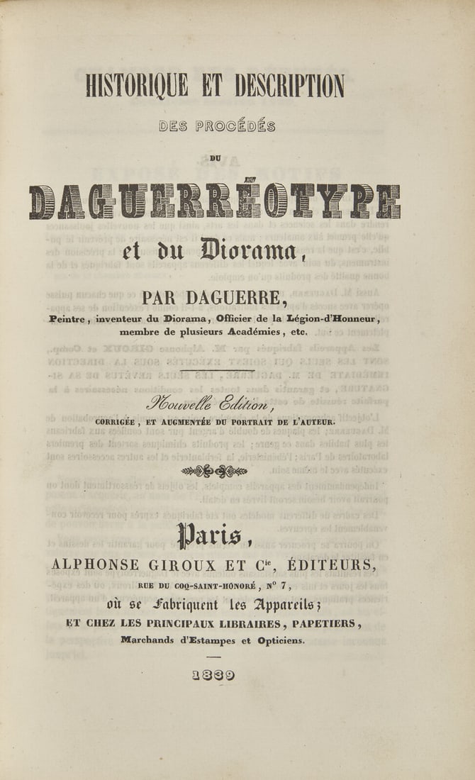 Daguerre, (Louis Jacques Mande). Historique et Description des Procedes du Daguerreotype... Second (1 of 3)