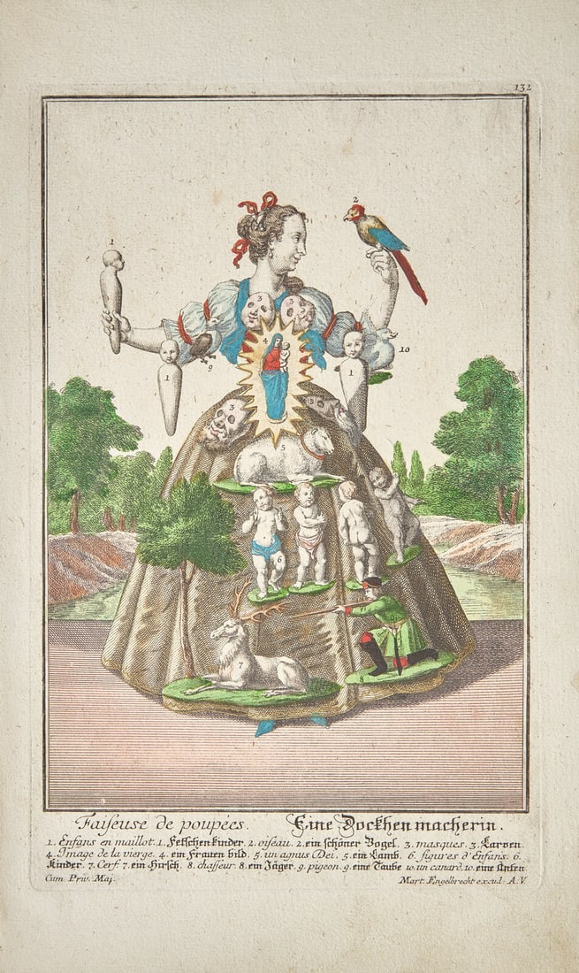 [Color Plates] Engelbrecht, Martin. Group of 12 Engravings from "Assemblage Nouveau des Manouvries (1 of 4)