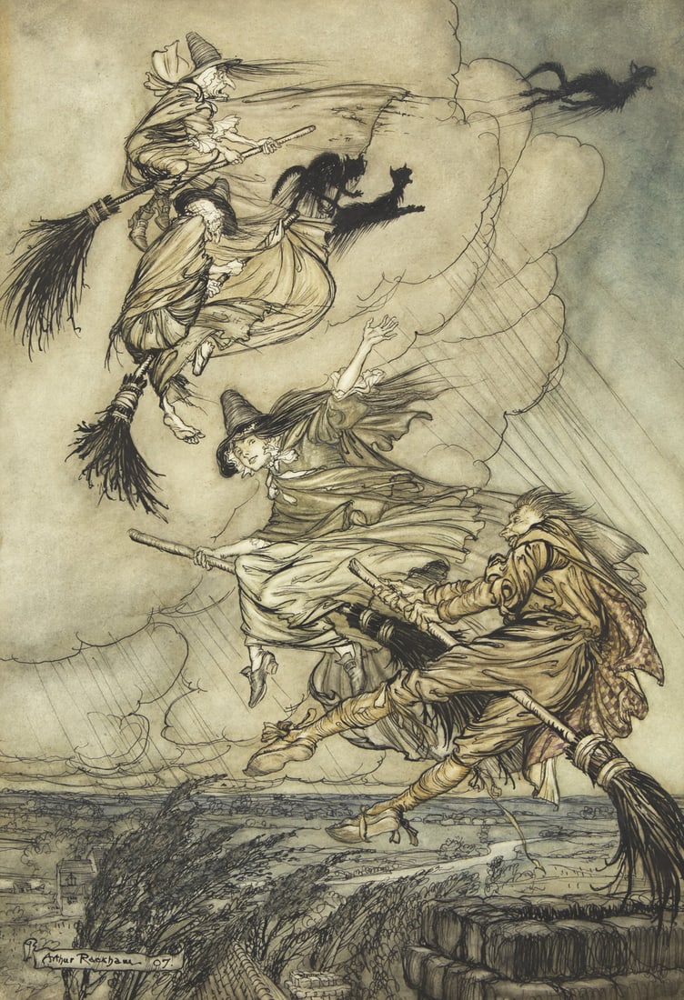 Arthur Rackham (British, 1867–1939) Hey! Up the chimney, lass! Hey after you!, 1907: Arthur Rackham (British, 1867–1939) Hey! Up the chimney, lass! Hey after you!, 1907 watercolor signed Arthur Rackham '07 (lower left) 13 x 9 in. (33 x 22.9cm) This lot is located in Philadelphia. Pr