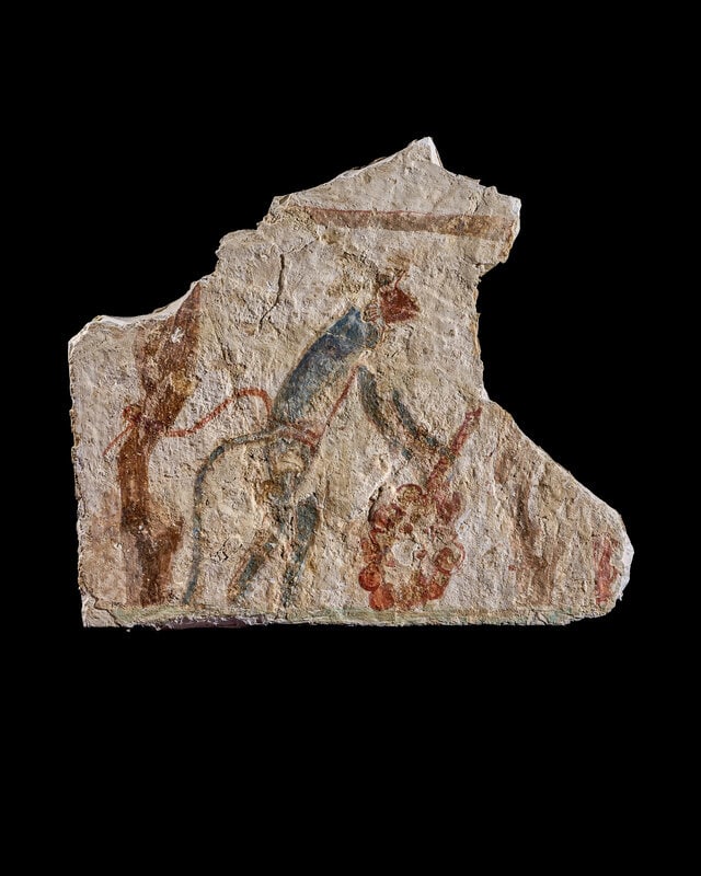 An Egyptian Painted Limestone Fragment (1 of 3)