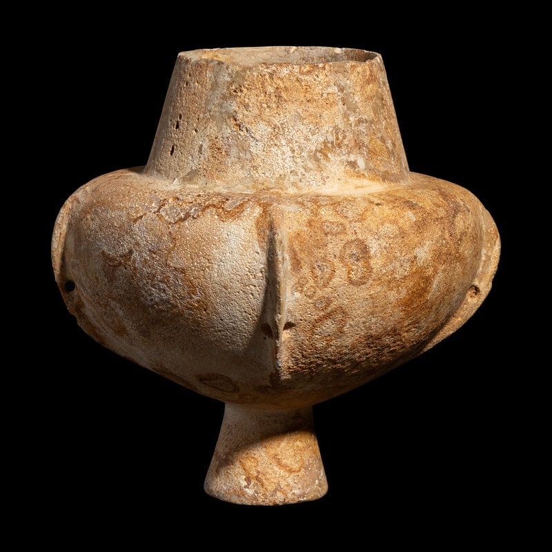 A Cycladic Style Marble Kandila: A Cycladic Style Marble Kandila After the Antique Height 9 inches (22.86 cm). Property from a Private Collection, Chicago, Illinois Size Height 9 inches (22.86 cm). Condition