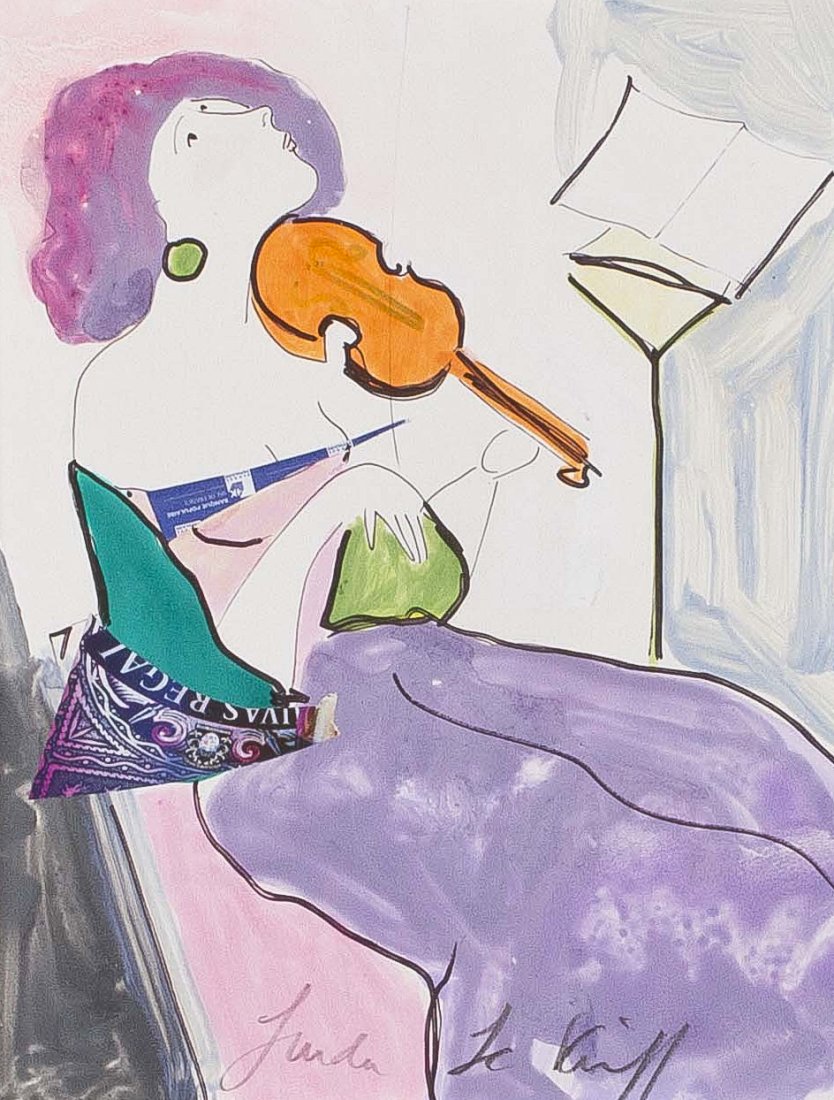 Linda Lekinff, (French, 1949), Untitled: Linda Lekinff (French, 1949) Untitled mixed media signed Linda Lekinff (lower center); inscribed (verso) 9 1/2 x 7 1/2 inches. Property from the Estate of Norman Korswold, Orlando, Fl