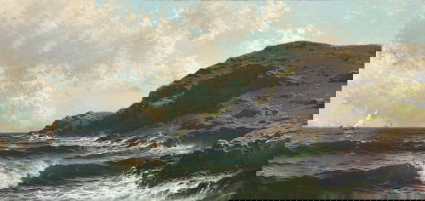 Alfred Thompson Bricher (American, 1837-1908) Monhegan Cliff, Maine, c. 1896