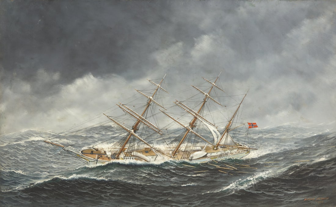 Antonio Jacobsen (American/Danish, 1850-1921) Portrait of the Norwegian Schooner "Gunniloe," 1908 (1 of 5)