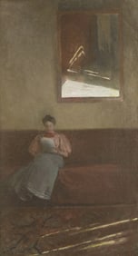 John White Alexander (American, 1856-1915) Étude (Reflections, Sunlight in Mirror; Interior,
