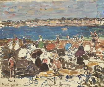 Maurice Brazil Prendergast (American, 1858-1924) Beach Along the Harbor, c. 1907-1910
