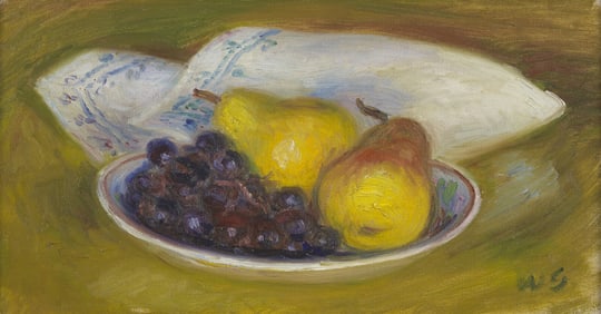 William Glackens (American, 1870-1938) Pears and Concord Grapes, c. 1930