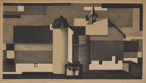 Benton Murdoch Spruance (American, 1904-1967) American Pattern - Barn, 1940