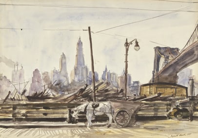 Reginald Marsh (American, 1898-1954) Brooklyn Bridge, 1929