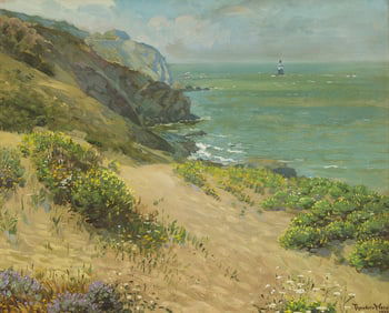 Theodore Wores (American, 1860-1939) The Ocean Shore of San Francisco and Mile Rock Lighthouse, 1924
