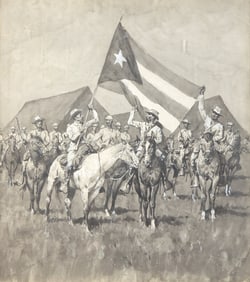 Frederic Remington (American, 1861-1909) The Flag of Cuba (The Flag of Cuba-Insurgent Calvary Drawn