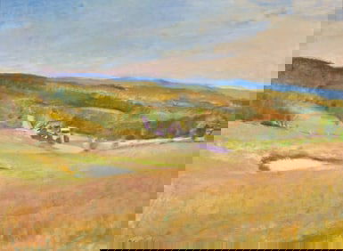 Wolf Kahn (American/German, 1927-2020) A Pink Day (Landscape in Gold and Green), 1980