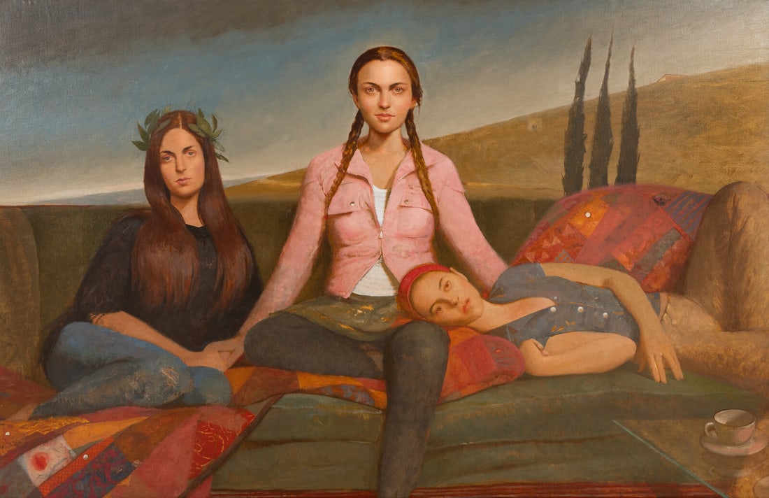 Bo Bartlett (American, b. 1955) The Prayers, 2004: Bo Bartlett (American, b. 1955) The Prayers, 2004 oil on linen signed with the Artist's pentagram logo (lower left); also signed Bo Bartlett with the Artist's IGN logo, dated, titled, and inscribed (l