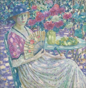 Louis Ritman (American, 1889-1963) Girl with a Fan, Giverny, 1914