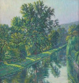 Samuel George Phillips (American, 1890-1965) Canal View, New Hope; with Study of Two Characters (on