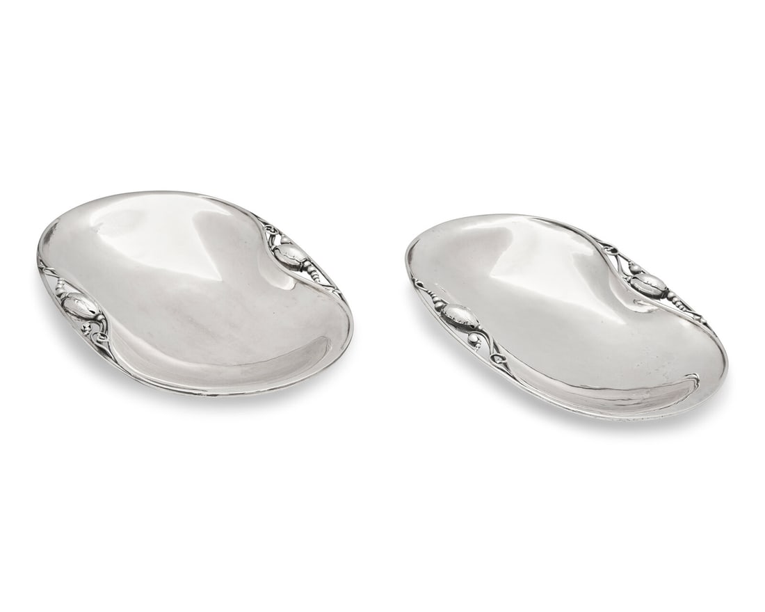 A Matched Pair of Georg Jensen Silver Blossom Pattern Dishes (1 of 4)