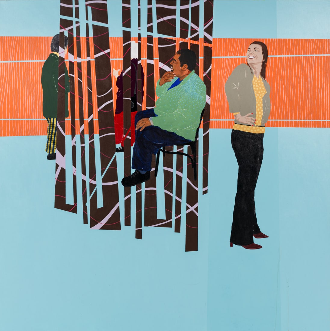 Laura Mosquera Guatemalan/American, b. 1966 Something Is About to Happen, 2002: Laura Mosquera Guatemalan/American, b. 1966 Something Is About to Happen, 2002 acrylic on canvas signed L. Mosquera and dated (verso) 72 1/4 x 72 inches. This lot is located in Chicago.