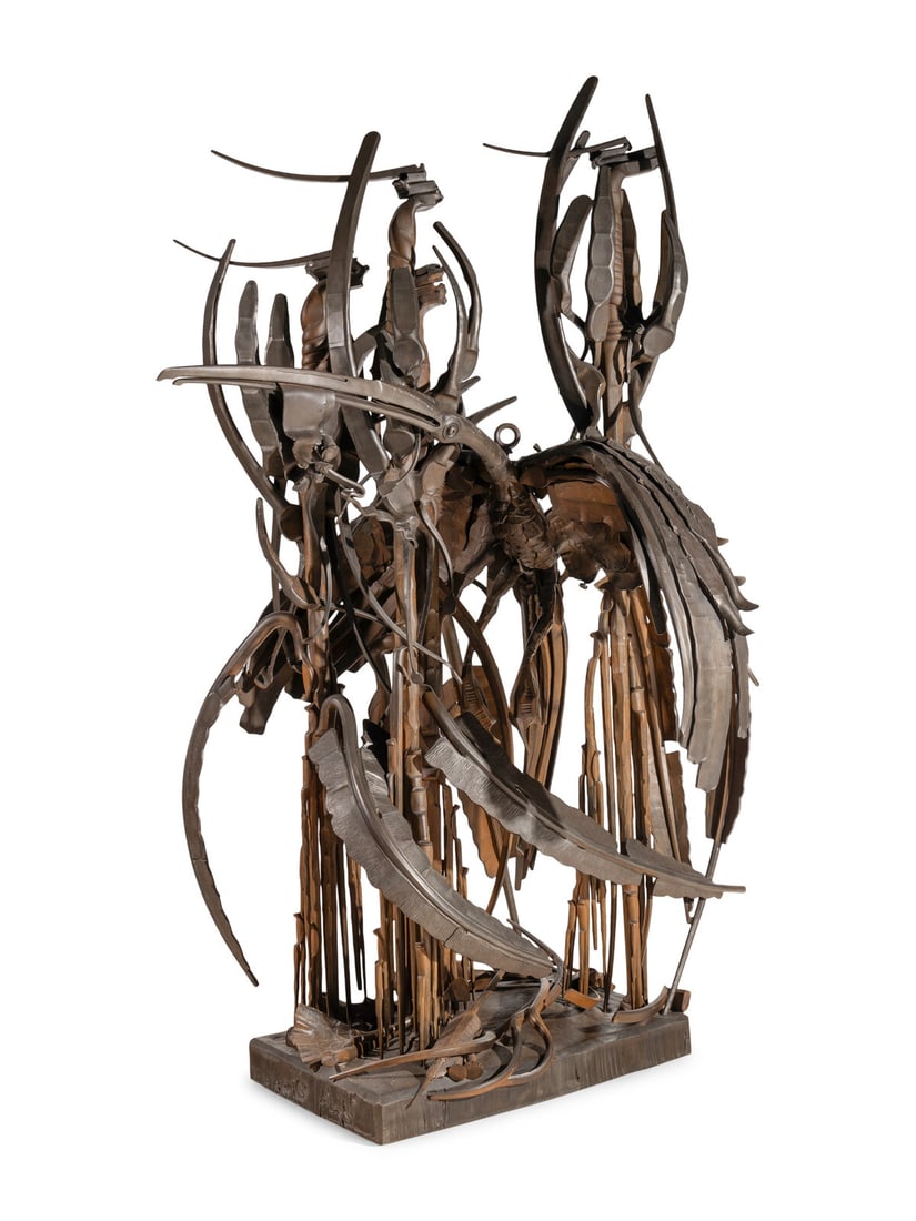Albert Paley (American, b. 1944) Animal Sculpture, 1984: Albert Paley (American, b. 1944) Animal Sculpture, 1984 steel, limestone stamped PALEY STUDIOS and dated 120 x 74 x 58 inches This lot is located in Chicago. Property from the American University Muse