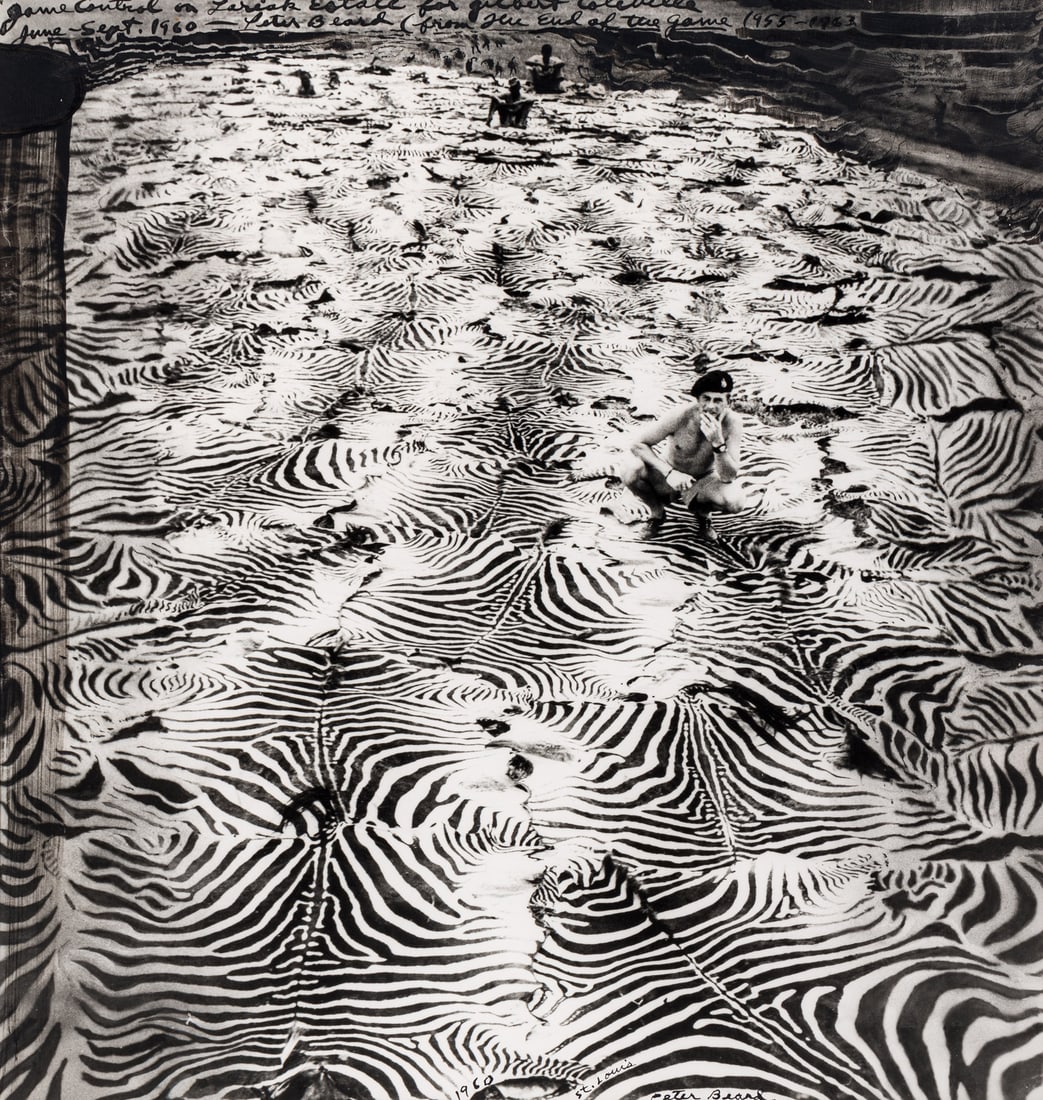 Peter Beard (American, 1938–2020) Game Control on Lariak Estate for Gilbert Coleville (from: Peter Beard (American, 1938–2020) Game Control on Lariak Estate for Gilbert Coleville (from The End of the Game), 1960 unique gelatin silver print with ink handwork signed, titled, dated and ins