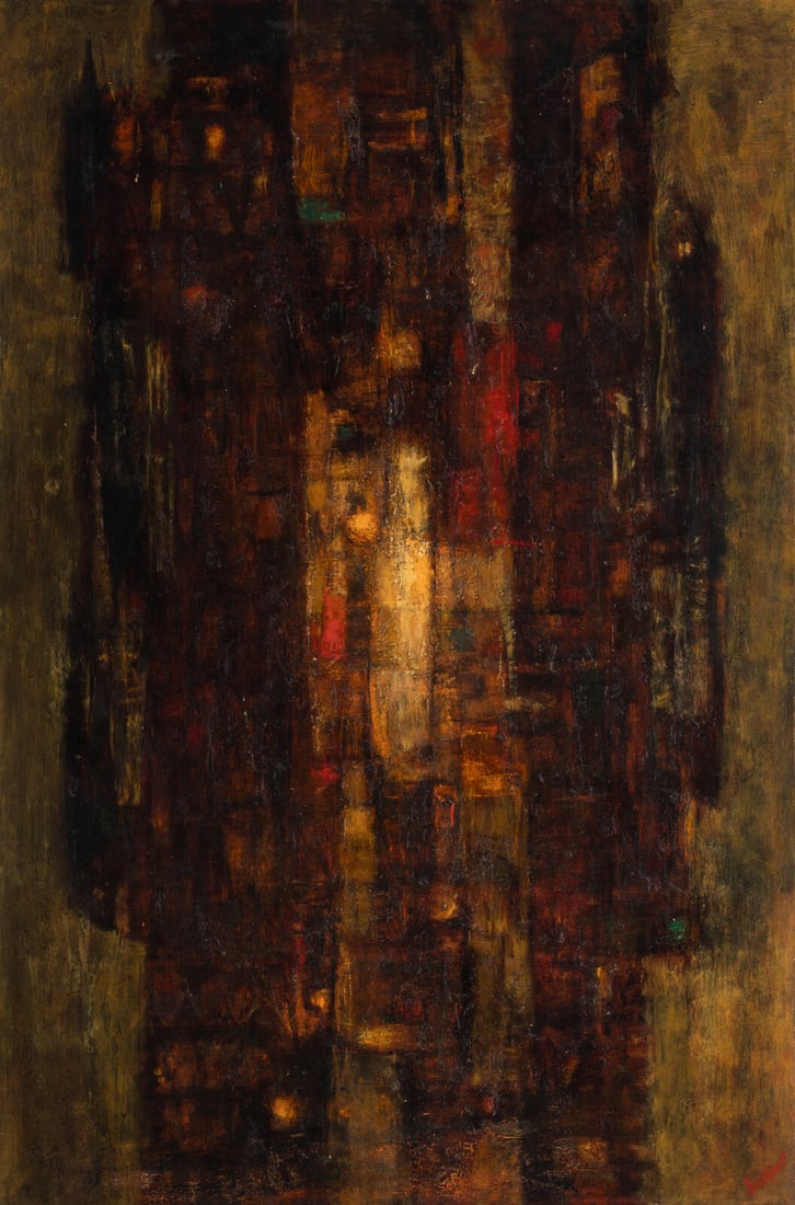 Joseph Friebert  (American, 1908-2002) Factory (Impressionistic of City Lights) (1 of 2)