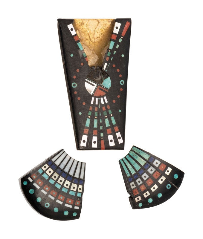 Jesse Monongya (Hopi-Diné, 1952-2024) Unfinished Mosaic Inlay: Jesse Monongya (Hopi-Diné, 1952-2024) Unfinished Mosaic Inlay lot of 3, each set with a variety of stones largest: length 2-1/2 inches x width 1-3/8 inches This lot is located in Sco