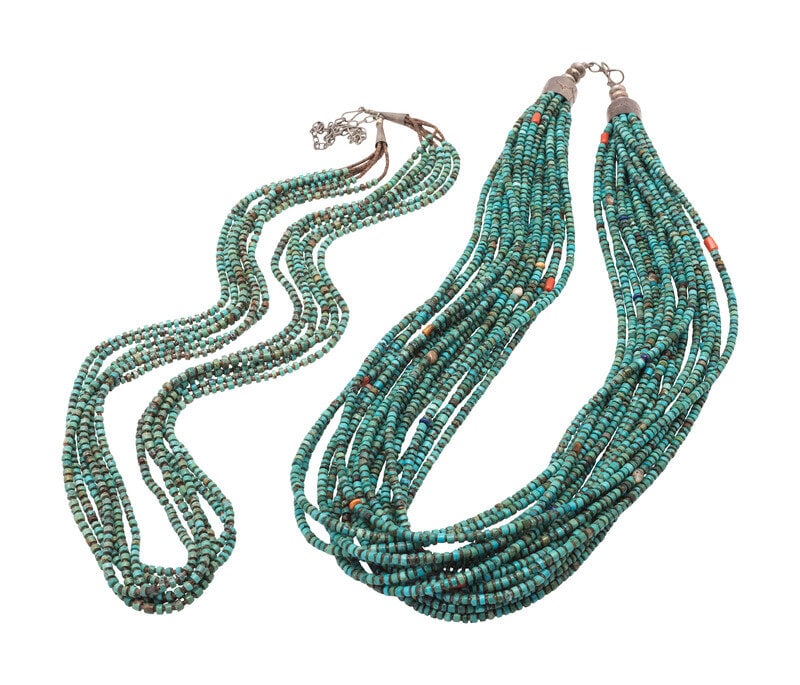 Pair of Pueblo Multi-strand Turquoise and Heishi Necklaces (1 of 1)