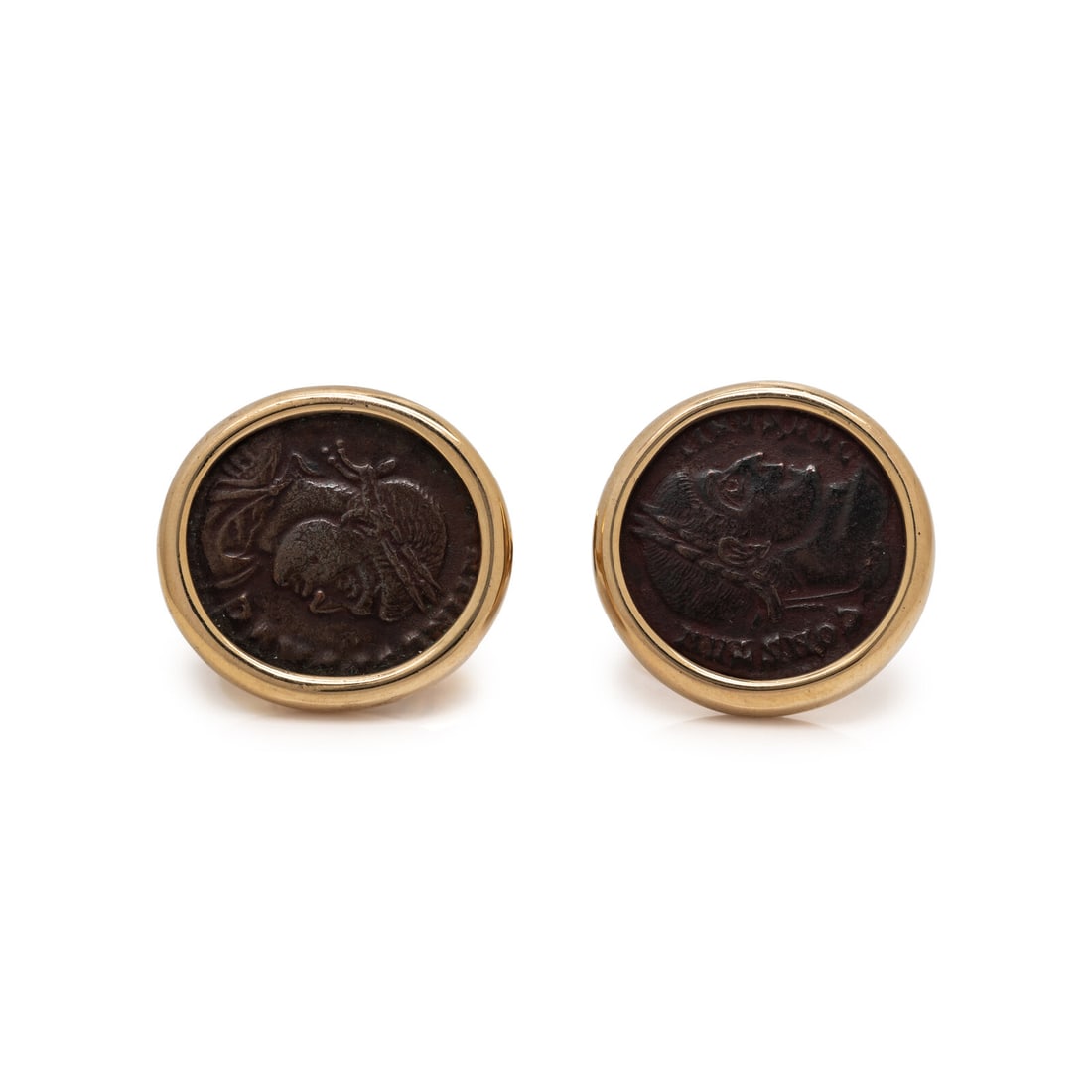 BULGARI, YELLOW GOLD AND COIN CUFFLINKS (1 of 2)