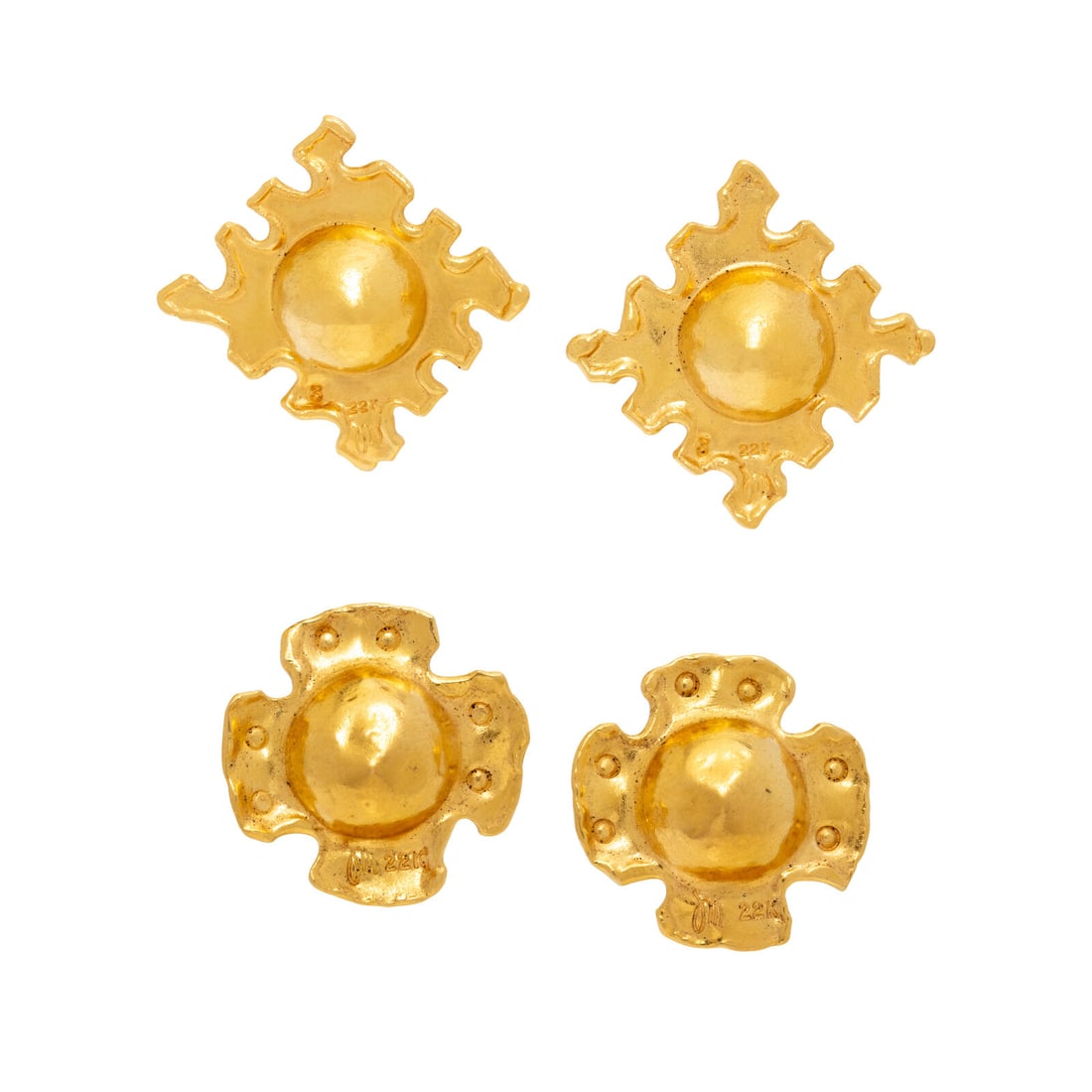 JEAN MAHIE, COLLECTION OF HIGH KARAT GOLD EARCIPS (1 of 2)