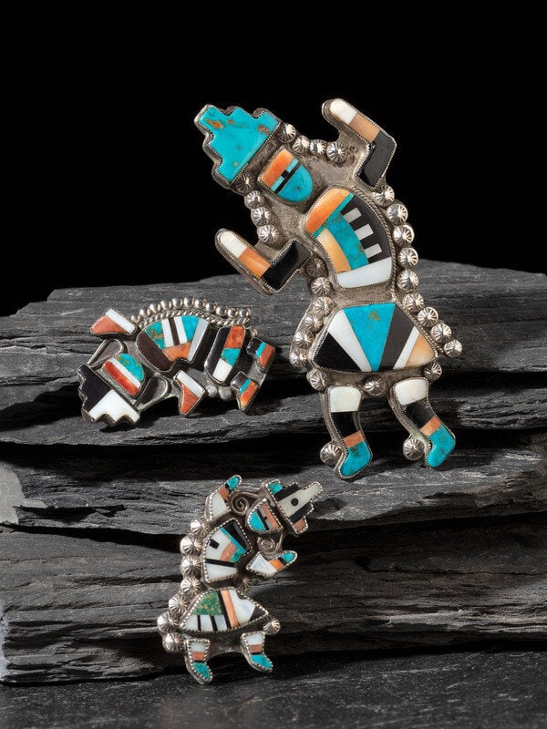Zuni Mosaic Inlay Rainbowman Pins (1 of 2)