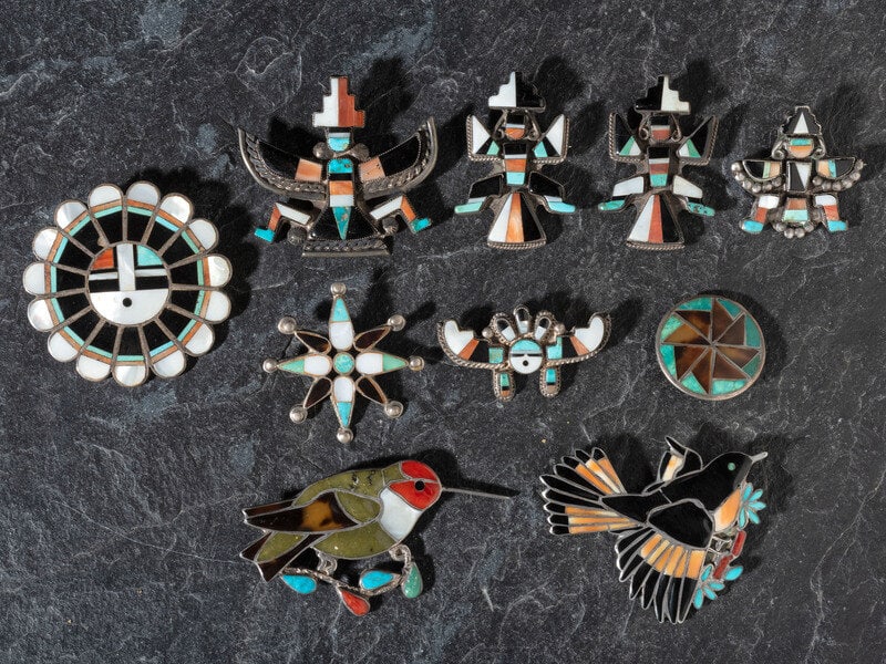 Zuni Mosaic Inlay Pins / Brooches (1 of 2)