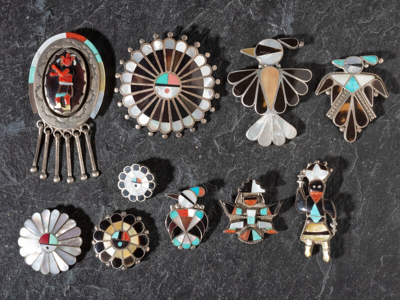 An Assortment of Zuni Mosaic Inlay Pins / Pendants (1 of 2)