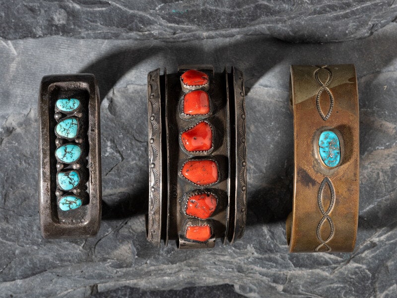 Navajo Silver and Brass Cuff Bracelets  (1 of 2)