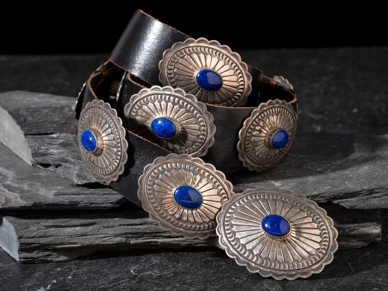 Navajo Sterling Silver and Lapis Concha Belt (1 of 2)