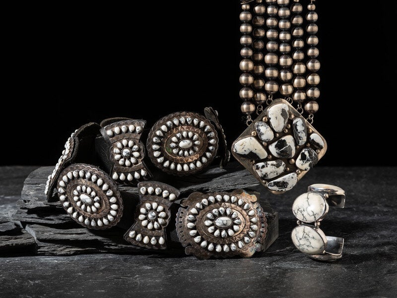 Navajo and Mixtec Howlite and Sterling Silver Jewelry  (1 of 4)